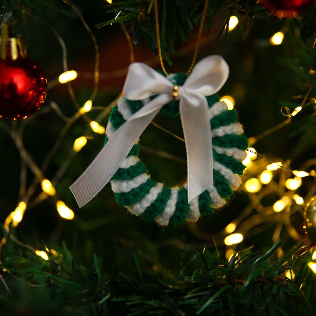 Green Candy Cane Wreath Ornament