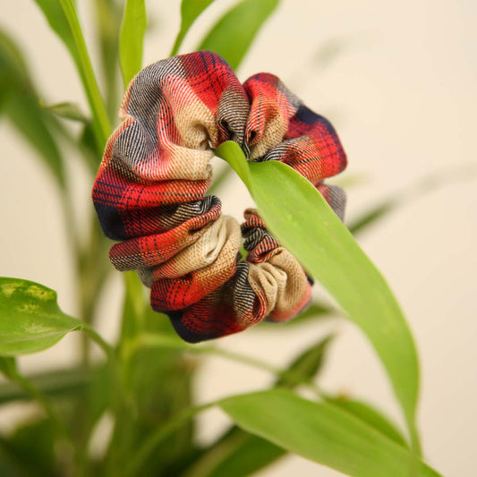 Red Checked Scrunchie