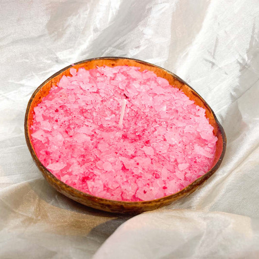 Burning Rose Coconut Shell Candle - Large