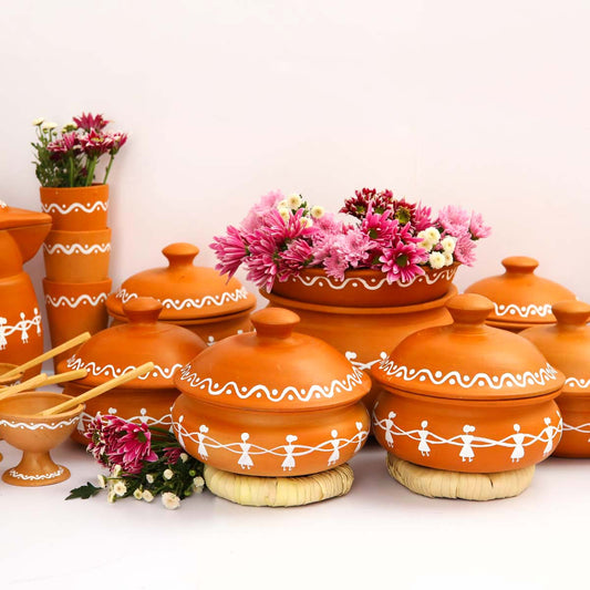 White Lines Clay Dinner Set