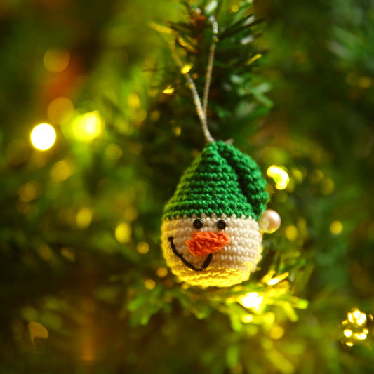 Green Amigurumi Snowman Ornament