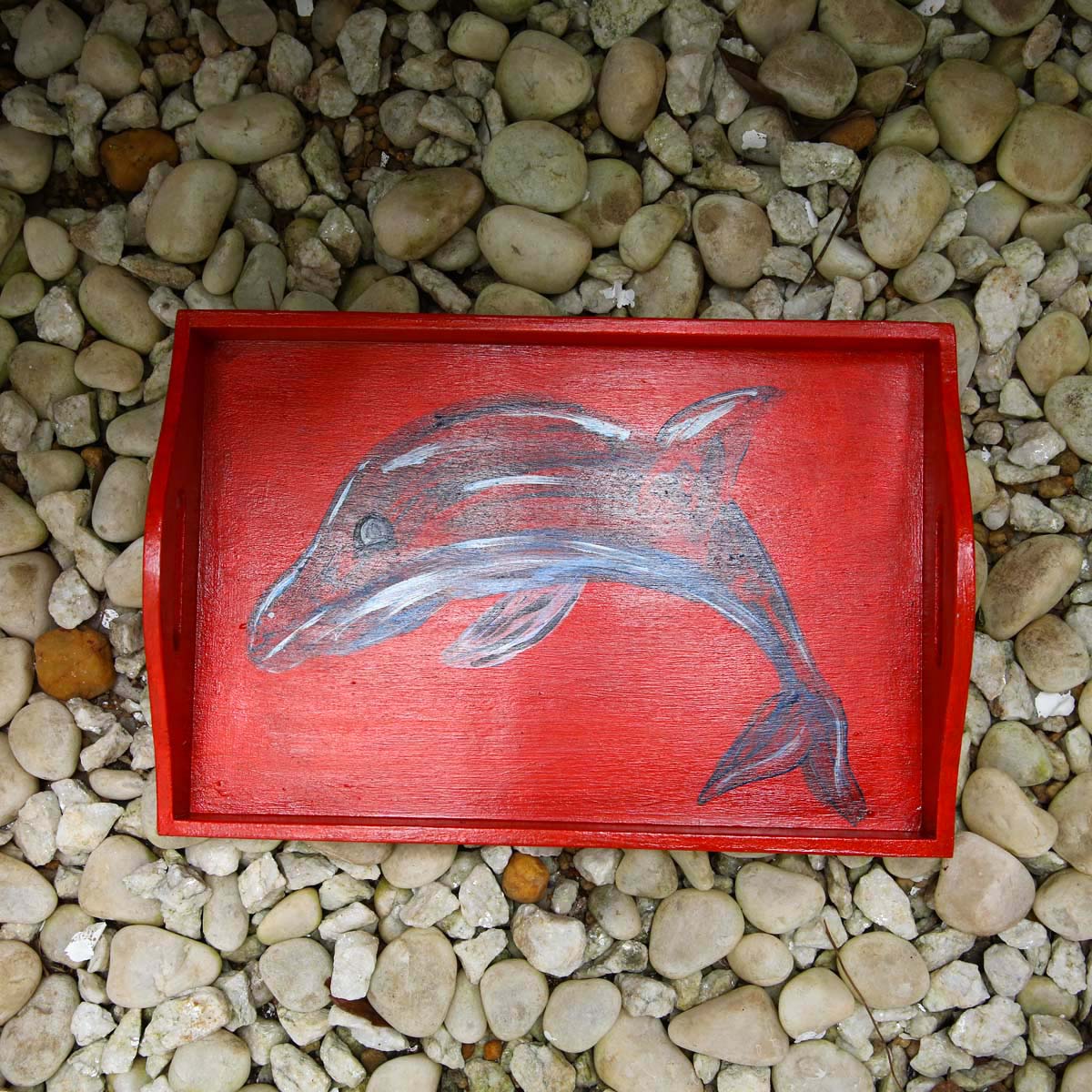 Red Whale Wooden Tray