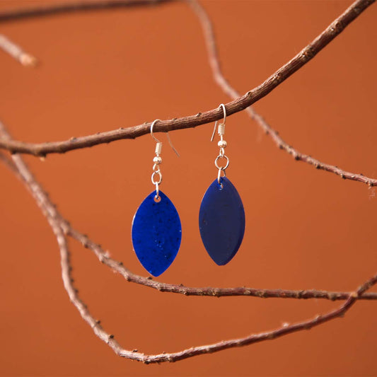 Cobalt Leaves Resin Earrings