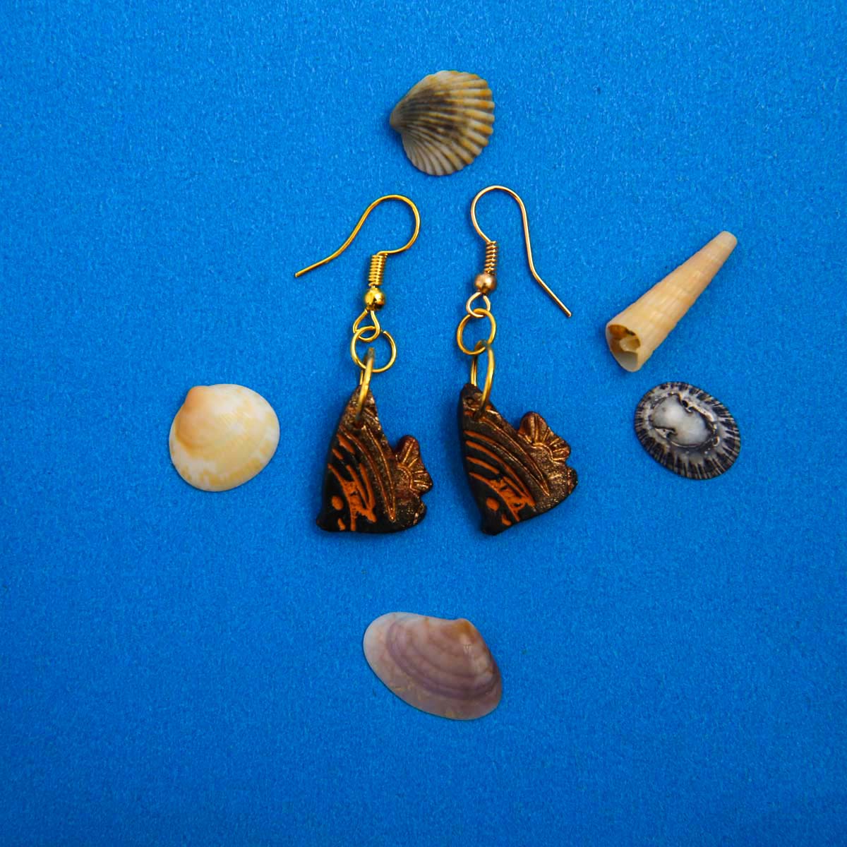 Shiny Angel Fish Terracotta Earrings