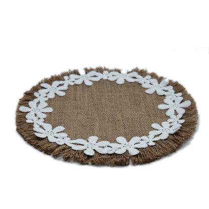 White Lace and Burlap Placemats