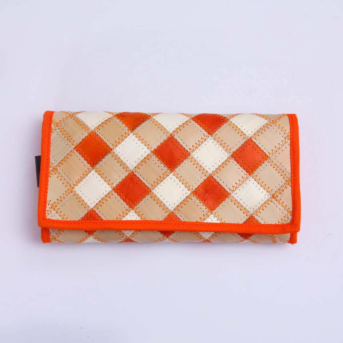 Orange Checked Palmyra Wallet