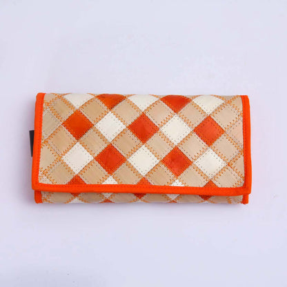 Orange Checked Palmyra Wallet