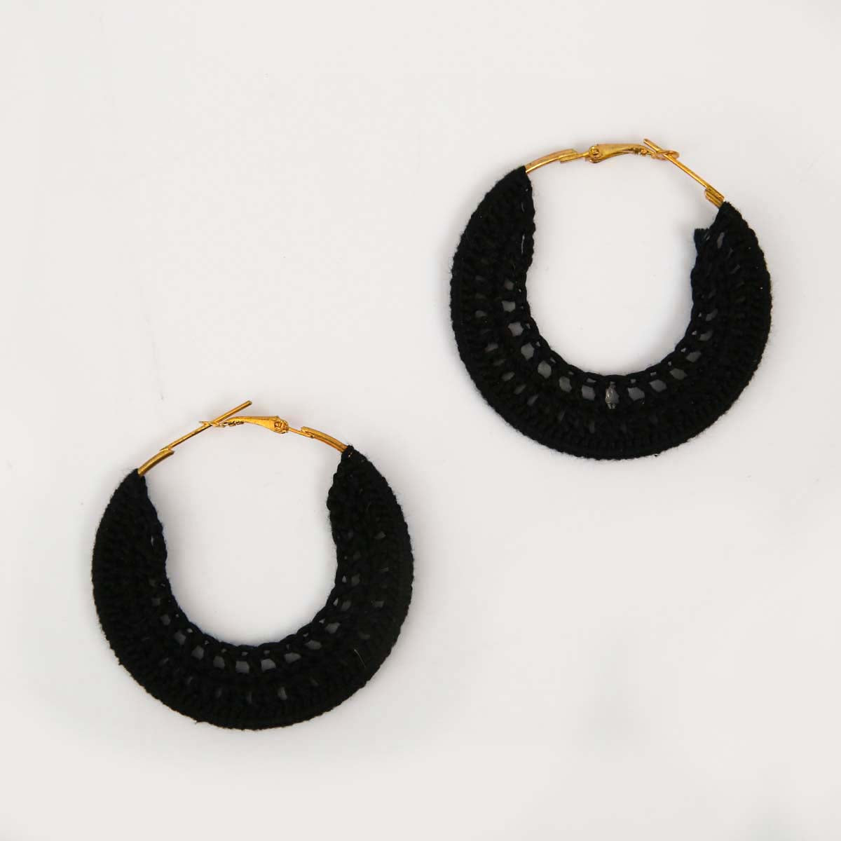 Ebony Crochet Hoop Earrings