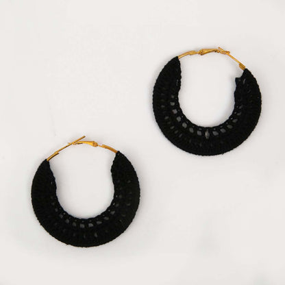 Ebony Crochet Hoop Earrings
