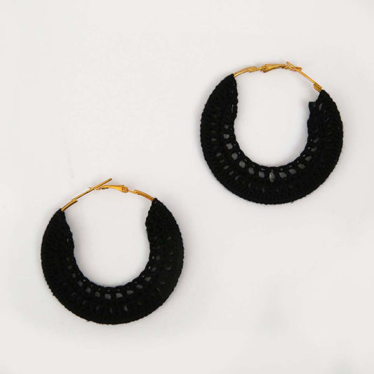 Ebony Crochet Hoop Earrings