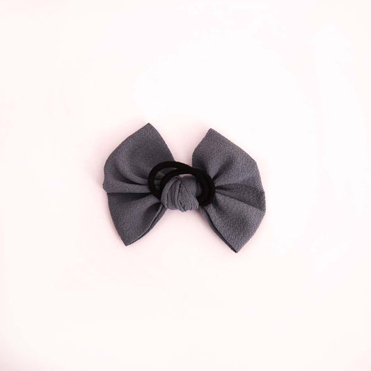 Grey Poofy Hair Tie Bow