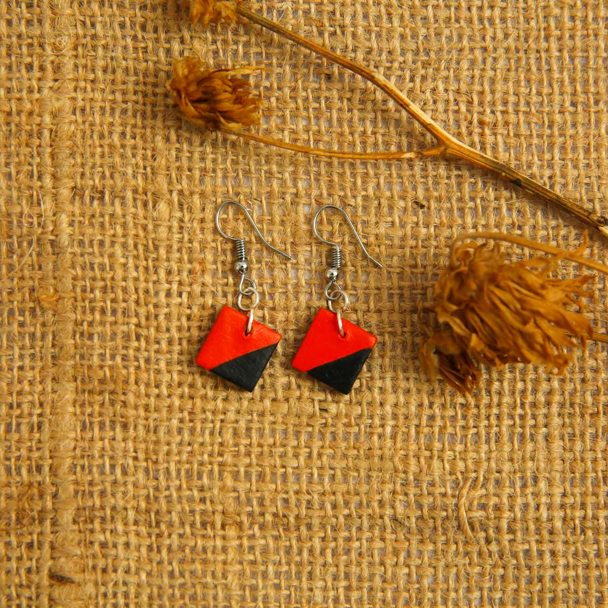 Diagonal Terracotta Earrings