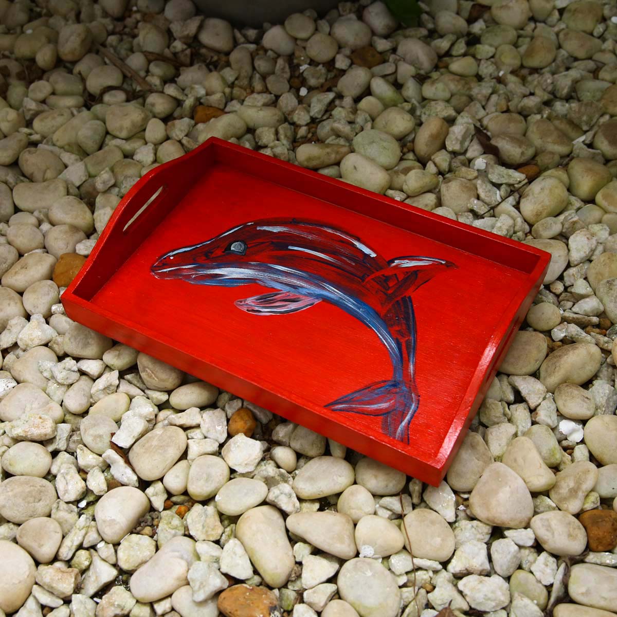 Red Whale Wooden Tray