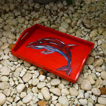 Red Whale Wooden Tray