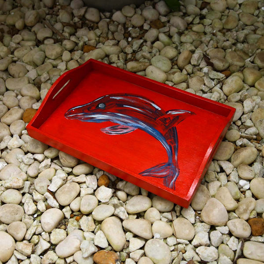 Red Whale Wooden Tray