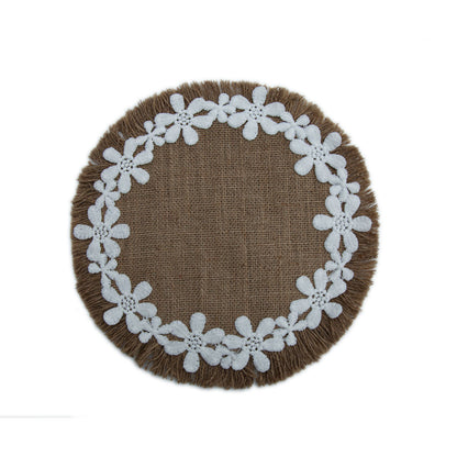 White Lace and Burlap Placemats