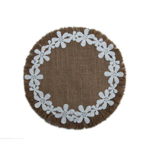 White Lace and Burlap Placemats