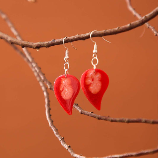 Strawberry Leaves Resin Earrings