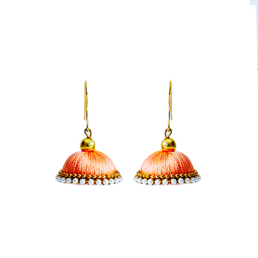 Peach Thread Jhumka Earrings
