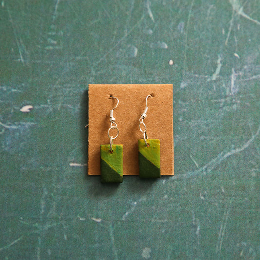 Green Block Earrings