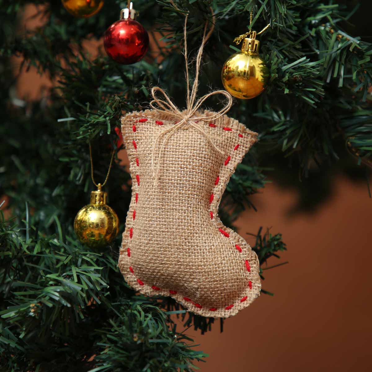 Burlap Mini Stocking Ornament