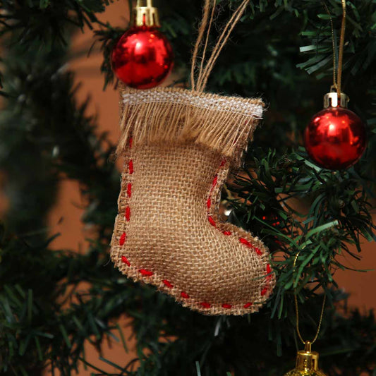Burlap Mini Stocking with Fringing