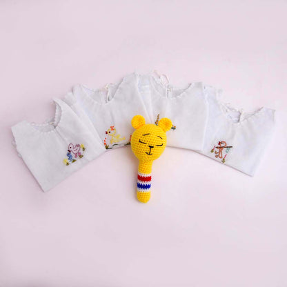 Baby Dress & Crochet Rattle Set