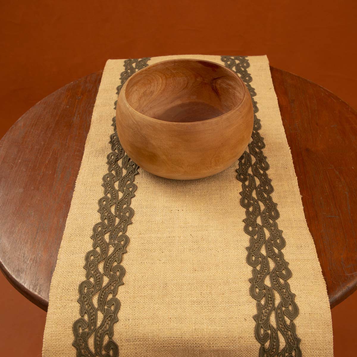 Olive Burlap Table Runner