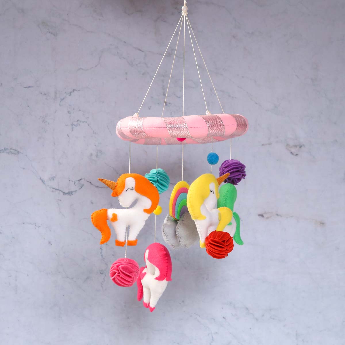 Unicorns & Rainbows Felt Cot Mobile