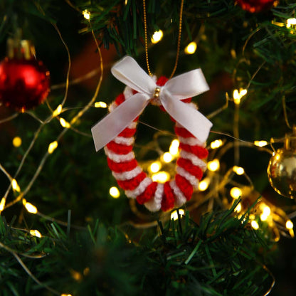 White Candy Cane Wreath Ornament