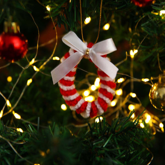 White Candy Cane Wreath Ornament