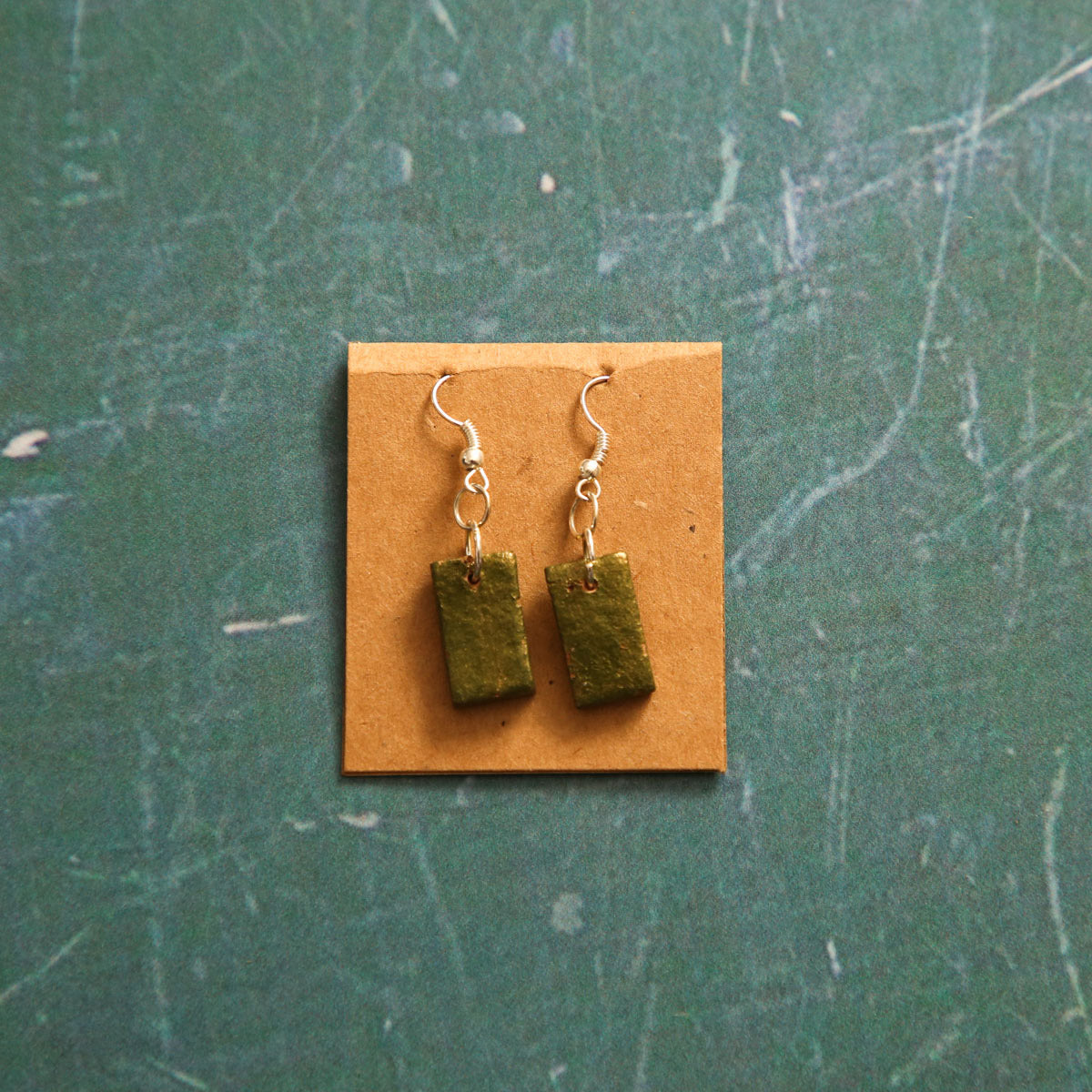 Olive Block Earrings
