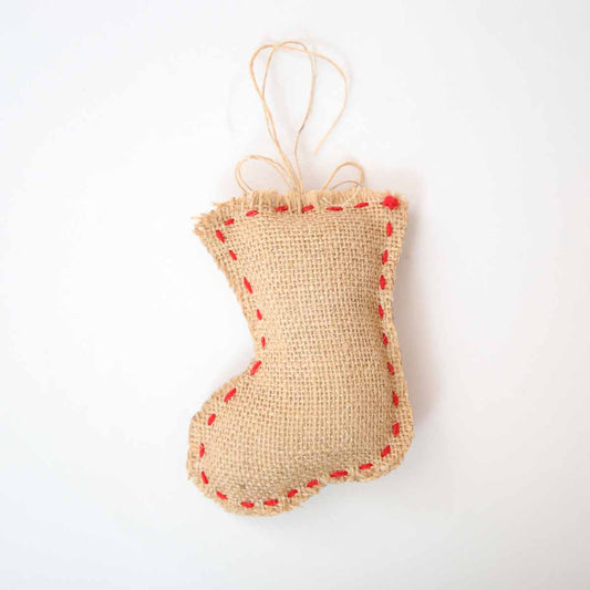 Burlap Mini Stocking with Fringing