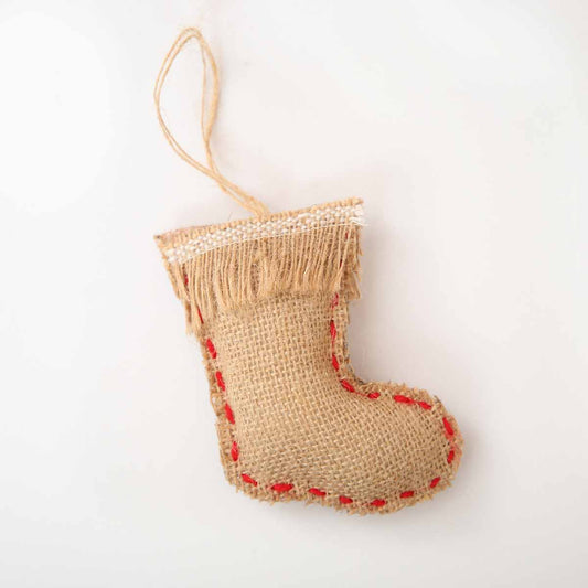 Burlap Mini Stocking Ornament