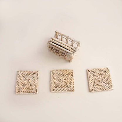 Gruha Mist Square Cane Coaster Set