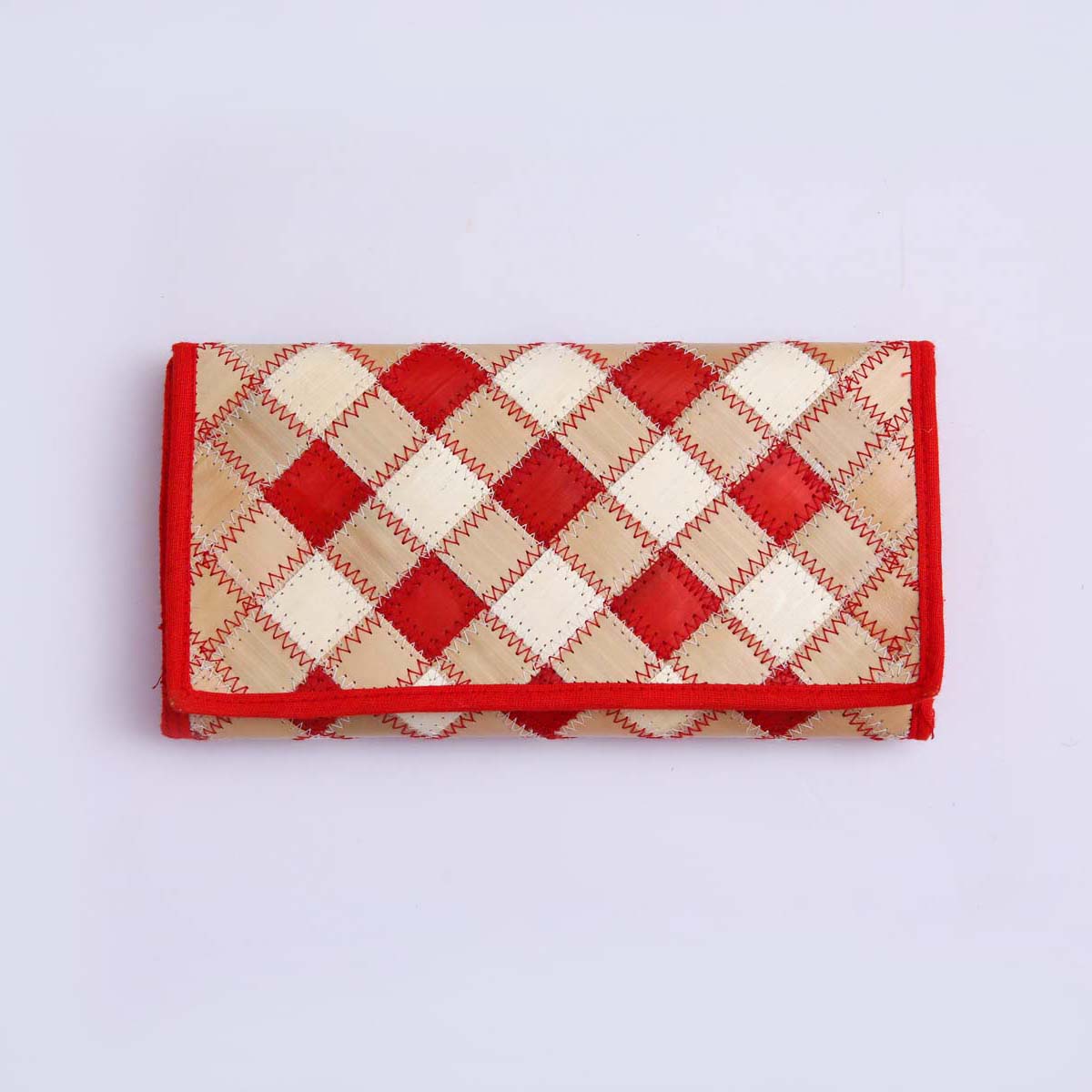 Red Checked Palmyra Wallet