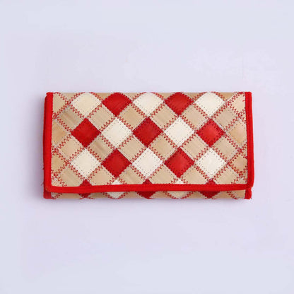 Red Checked Palmyra Wallet