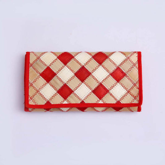 Red Checked Palmyrah Wallet