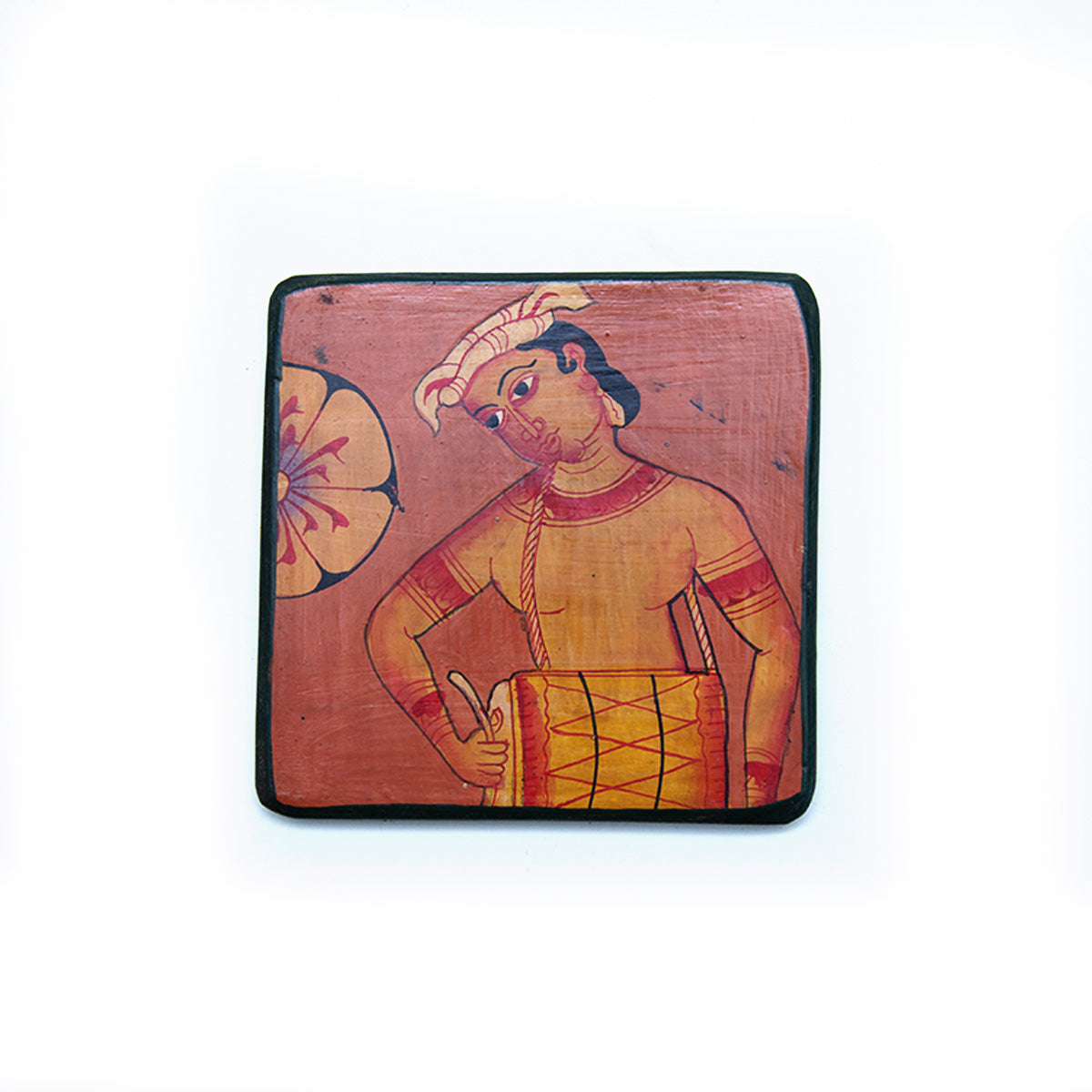Single Drummer Traditional Wooden Coaster