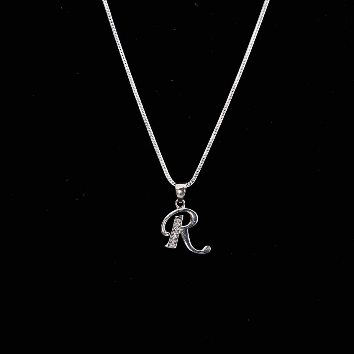 Custom Silver Letter Pendant &amp; Chain