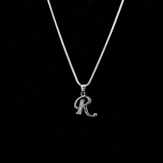 Custom Silver Letter Pendant &amp; Chain