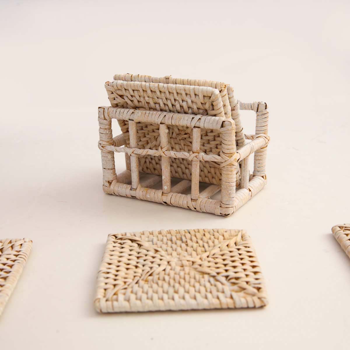 Gruha Mist Square Cane Coaster Set