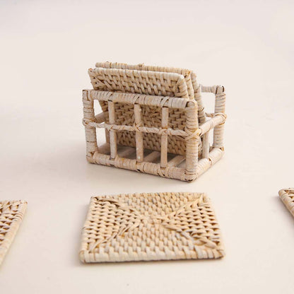 Gruha Mist Square Cane Coaster Set