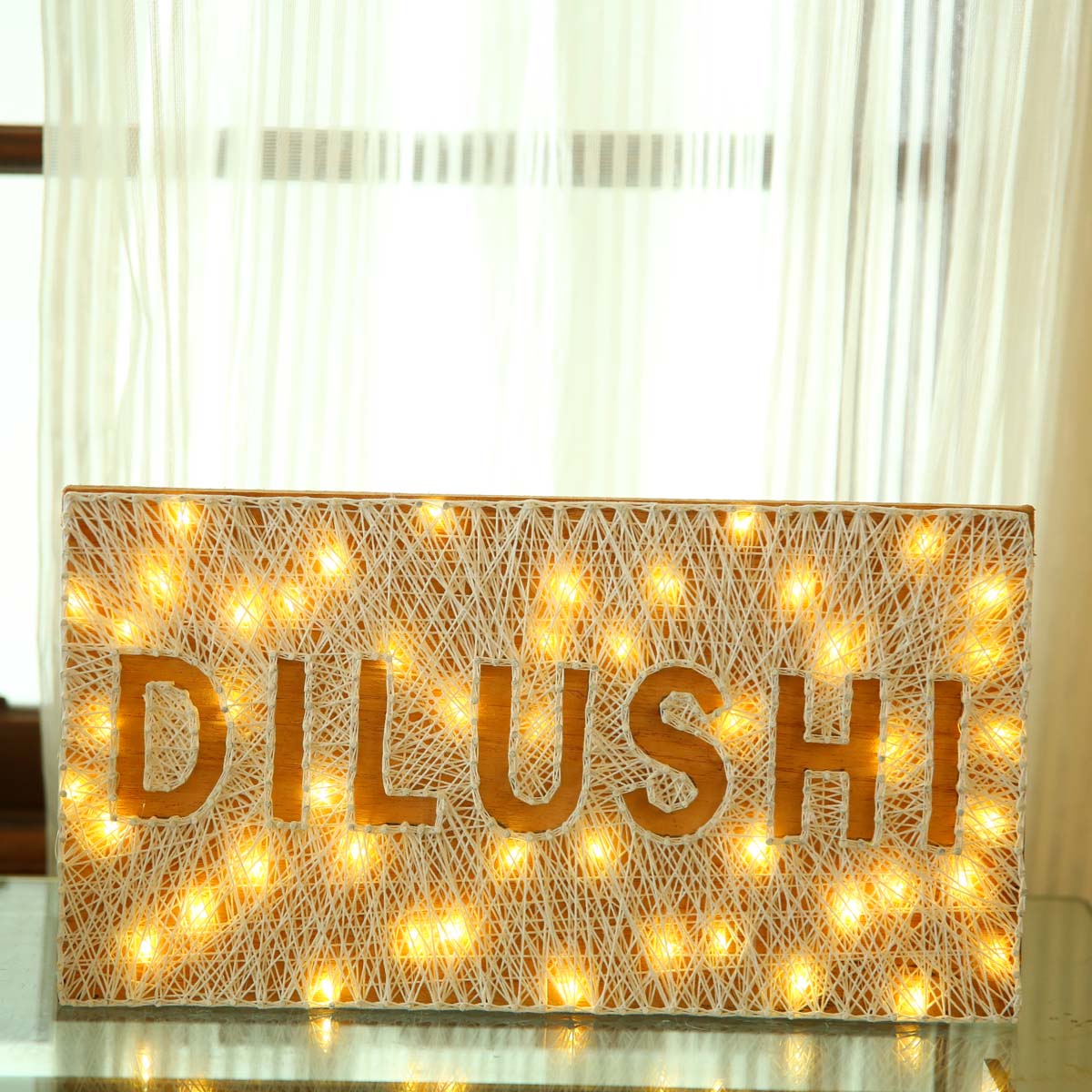 Name String Art Plaque With Fairy Lights