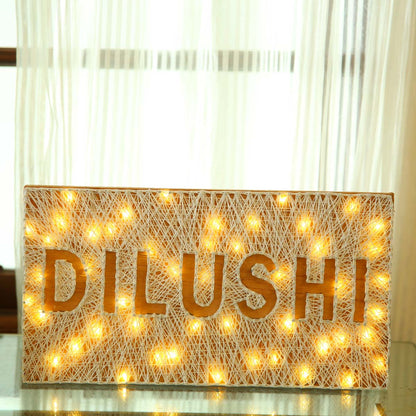 Name String Art Plaque With Fairy Lights