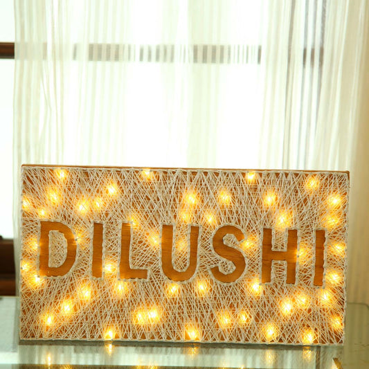 Name String Art Plaque With Fairy Lights