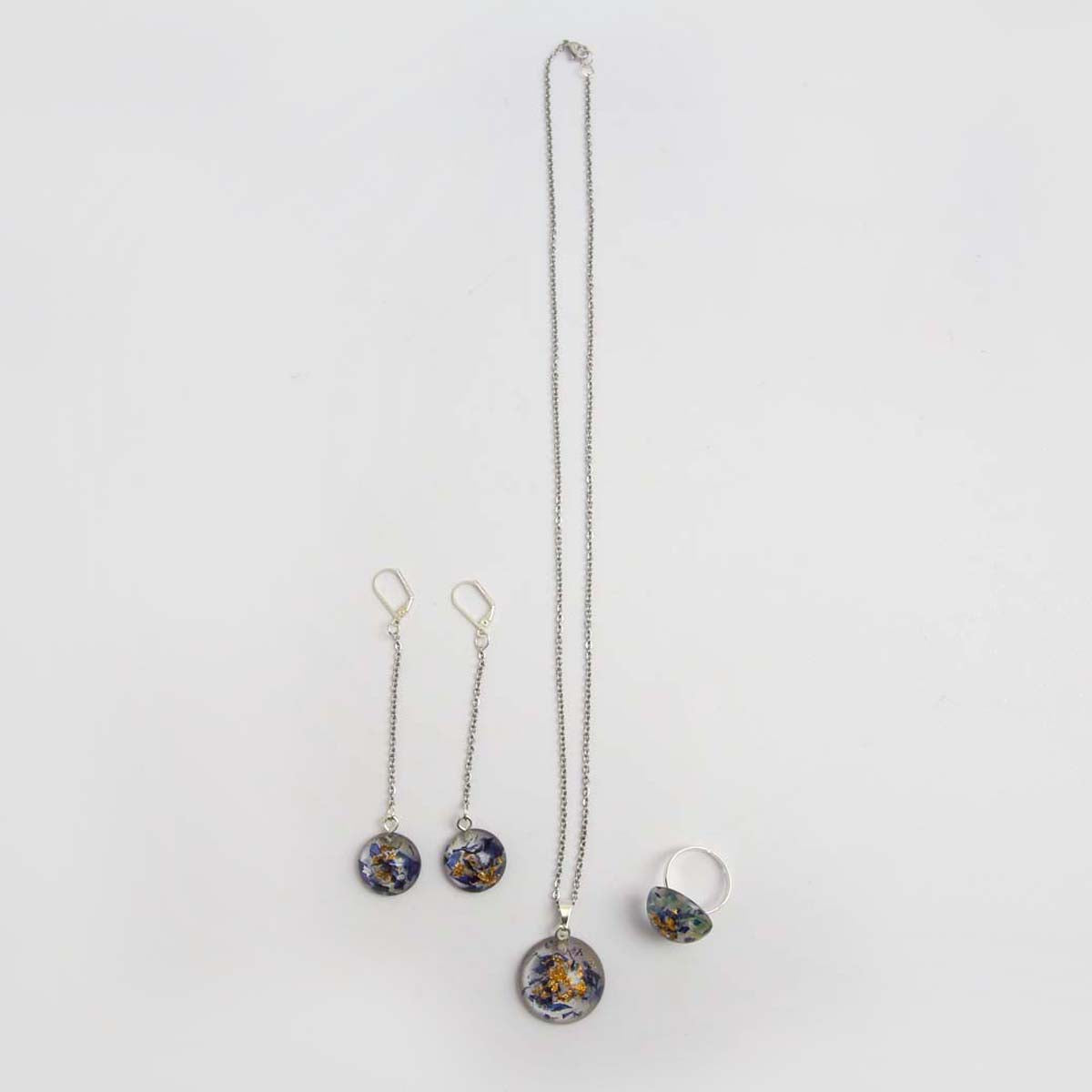 Gold Fleck Butterfly Pea Jewellery Set