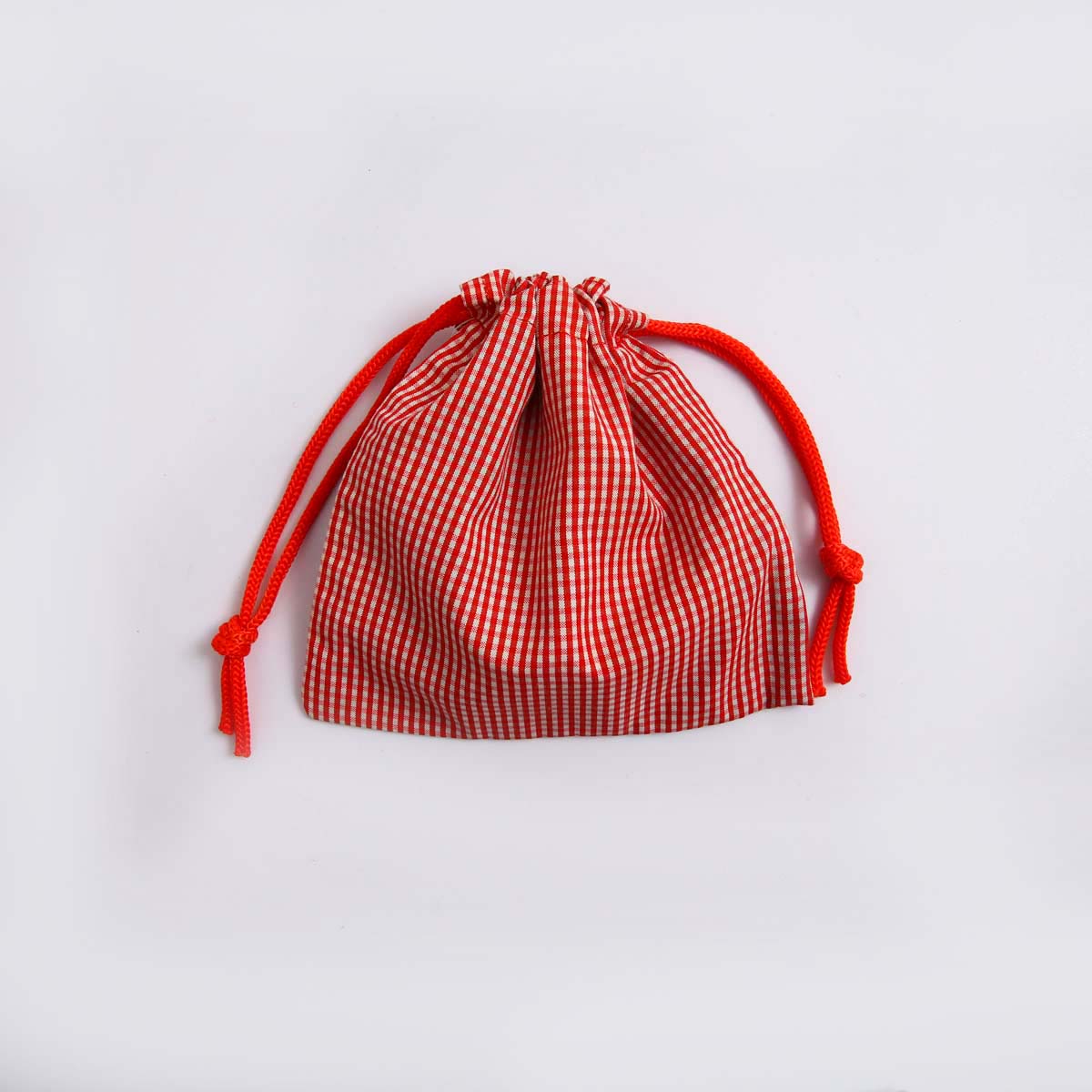 Checked Drawstring Gift Bag