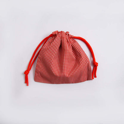 Checked Drawstring Gift Bag