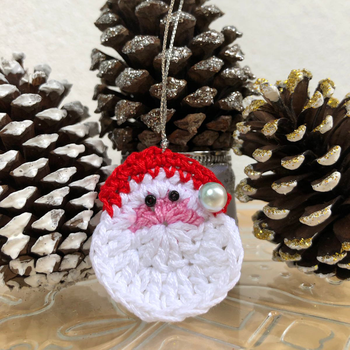 Pink Faced Santa Ornament